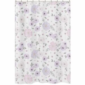 Sweet JoJo Designs Watercolor Floral Lavender And Grey Collection Shower Curtain